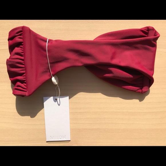 Free People Mikoh Bikini Top Magenta Pomegranate Red Knotted Carmel Basic Lined - Picture 7 of 8